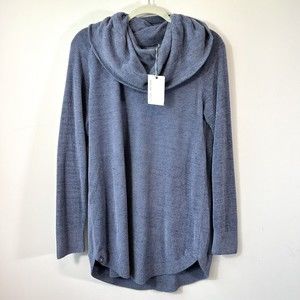 Barefoot Dreams CozyChic Ultra Lite Coastal Cowl Tunic Sweater Blue Small NWT